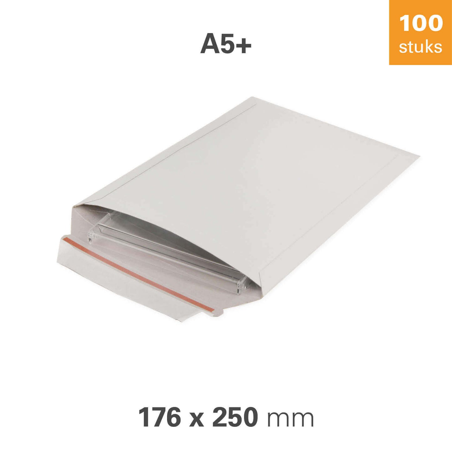 Kartonnen enveloppen wit, met plakstrip – 176 x 250 mm – 100 stuks