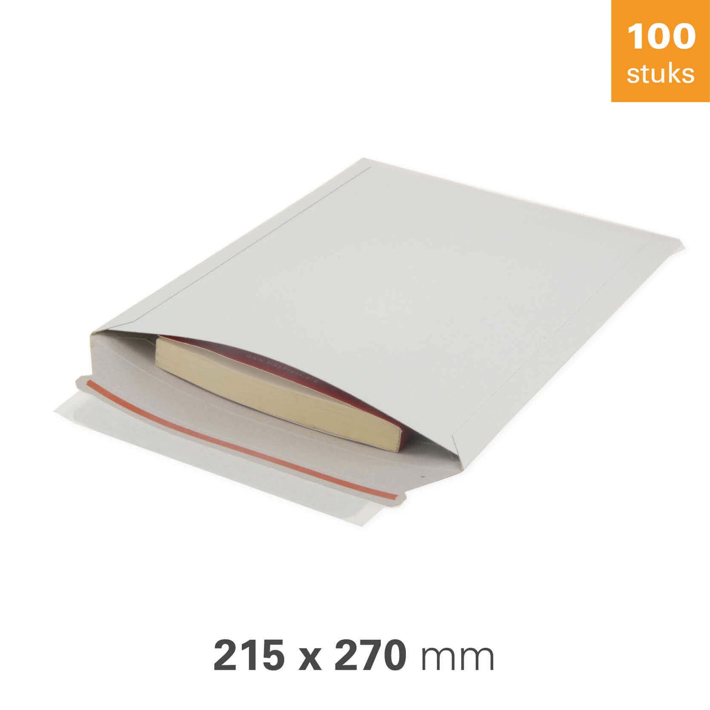 Kartonnen enveloppen wit, met plakstrip – 215 x 270 mm – 100 stuks