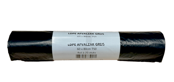 LDPE afvalzak 60x80cm, T50, 100% recycled grijs – 400st