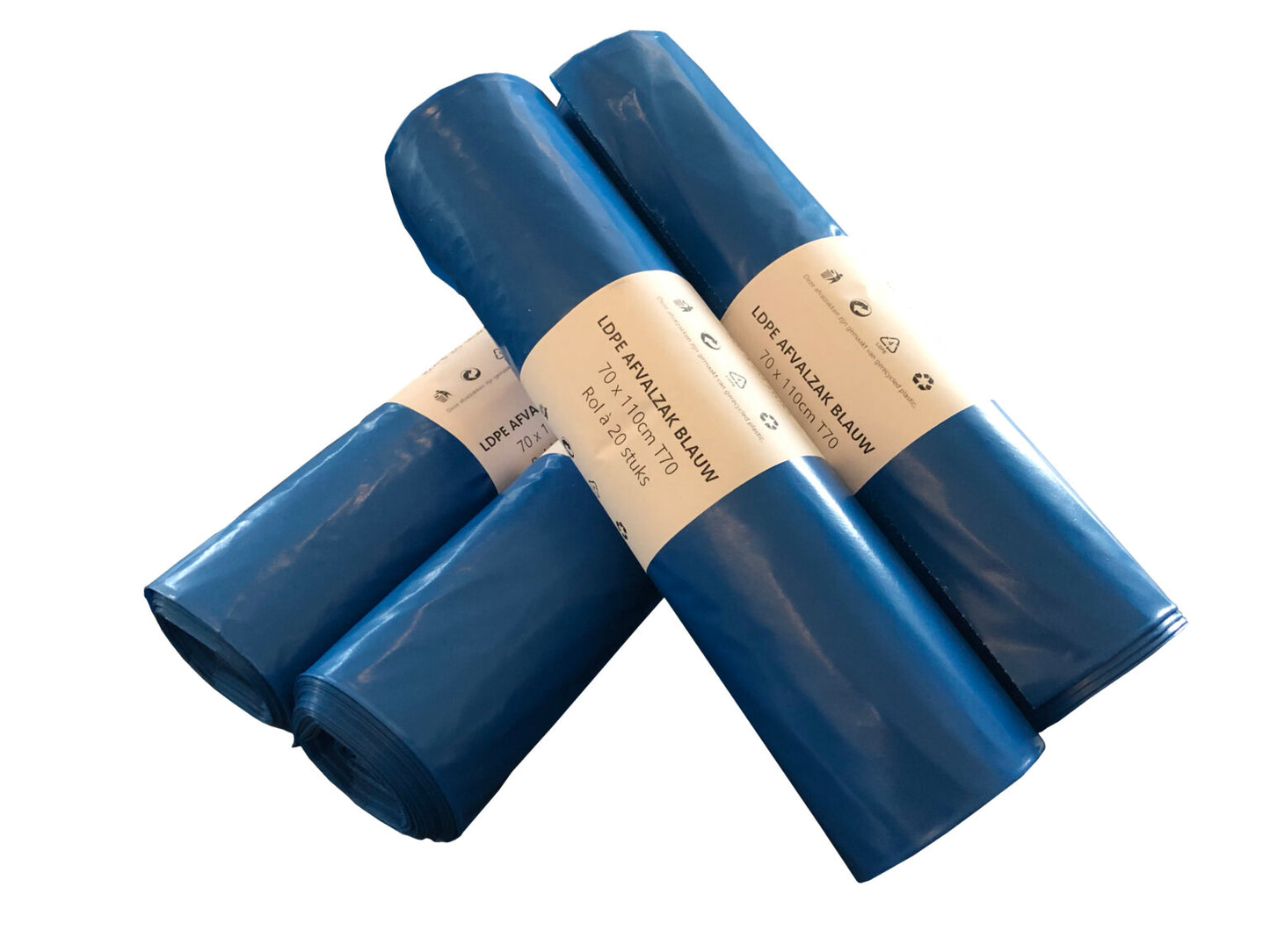 LDPE afvalzak 70x110cm, T70, 100% recycled blauw – 200st