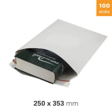 Kartonnen enveloppen wit, met plakstrip – 250 x 353 mm – 100 stuks
